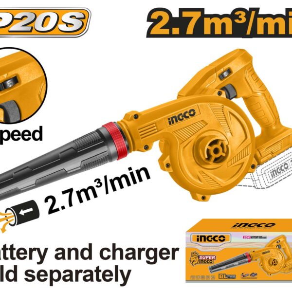 INGCO Cordless Blower, Variable Speed  flash